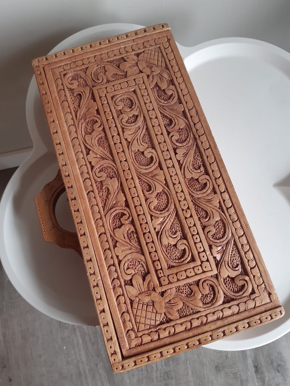 Very Rare Hand-Carved Wooden Backgammon Game